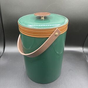 Vtg Georges Briard ICE BUCKET Green Padded Vinyl Mid-Century Modern Barware